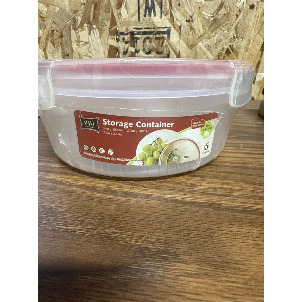 VMI Round Storage Container 6-Piece Set BPA Free Microwave‎ Freezer Safe